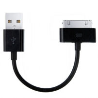 Cablu scurt de încărcare şi de sincronizare, cu 30 pini, pentru iPhone / iPod / iPad -12cm – negru