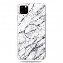 Carcasă cu suport, cu textură diamant 3D, pentru iPhone 11 Pro - marmură albă