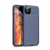 Carcasă cu textură de fibre de carbon pentru iPhone 11 Pro Max - albastru