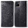 Husă flip cu relief de mandale și ornamente pentru iPhone 11 - negru