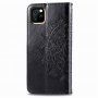 Husă flip cu relief de mandale și ornamente pentru iPhone 11 - negru