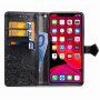 Husă flip cu relief de mandale și ornamente pentru iPhone 11 - negru