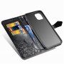 Husă flip cu relief de mandale și ornamente pentru iPhone 11 - negru