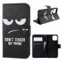 Husă flip cu stativ, Do not touch my phone, pentru iPhone 11 Pro - negru