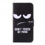 Husă flip cu stativ, Do not touch my phone, pentru iPhone 11 Pro - negru