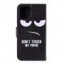 Husă flip cu stativ, Do not touch my phone, pentru iPhone 11 Pro - negru