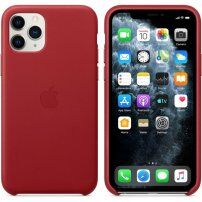 Carcasă originală Apple, din piele, pentru iPhone 11 Pro Max - roșu