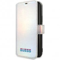 Guess Iridescent Book husă flip pentru iPhone 11 Pro - argintiu