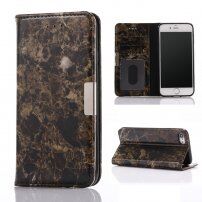 Husă flip cu model marmură, pentru iPhone 7 / 8 - negru