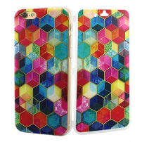 Husă din cauciuc, cu deschidere flip, pentru iPhone 6 / 6S – forme colorate