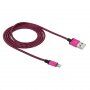 Cablu împletit de încărcare și sincronizare, USB-A 2.0 / Lightning pentru iPhone / iPad / iPod / AirPods - 1 m - fucsia