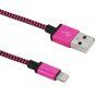 Cablu împletit de încărcare și sincronizare, USB-A 2.0 / Lightning pentru iPhone / iPad / iPod / AirPods - 1 m - fucsia