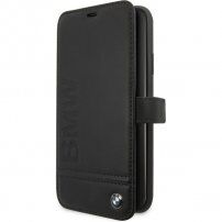 BMW husă flip din piele artificială, pentru iPhone 11 - negru