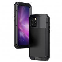 Husă super-rezistentă din metal, silicon și sticlă durificată, pentru iPhone 11 Pro - negru