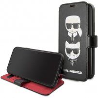 Karl Lagerfeld husă flip cu spot-uri pentru carduri, pentru iPhone 11 - negru