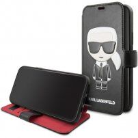 Karl Lagerfeld Ikonik husă flip pentru iPhone 11 - negru