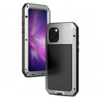 Husă super-rezistentă din metal, silicon și sticlă durificată, pentru iPhone 11 Pro - argintiu