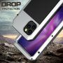 Husă super-rezistentă din metal, silicon și sticlă durificată, pentru iPhone 11 Pro - argintiu
