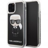 Karl Lagerfeld carcasă tip clepsidră cu paiete, pentru iPhone 11 Pro Max - negru