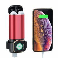 Powerbank 5200 mAh cu încărcare wireless Apple Watch / AirPods - roșu
