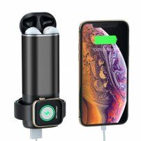 Powerbank 5200 mAh cu încărcare wireless Apple Watch / AirPods - negru