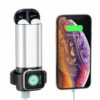 Powerbank 5200 mAh cu încărcare wireless Apple Watch / AirPods - argintiu