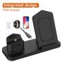 Stativ de încărcare rapidă 3 în 1, pentru încărcare wireless, pentru iPhone / Apple Watch / AirPods - negru