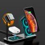 Stație de încărcare wireless, din aluminiu, pentru iPhone / Apple Watch / AirPods - negru