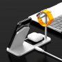 Stație de încărcare wireless, din aluminiu, pentru iPhone / Apple Watch / AirPods - argintiu