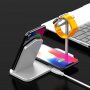 Stație de încărcare wireless, din aluminiu, pentru iPhone / Apple Watch / AirPods - argintiu