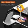 Stație de încărcare wireless, din aluminiu, pentru iPhone / Apple Watch / AirPods - argintiu