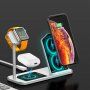 Stație de încărcare wireless, din aluminiu, pentru iPhone / Apple Watch / AirPods - argintiu