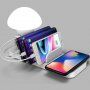 Lampă / stație multi, cu opțiune de încărcare wireless și prin cablu, pentru iPhone / iPad - alb