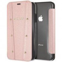 Husă Guess Kaia Book case, pentru iPhone XS Max - roz-auriu
