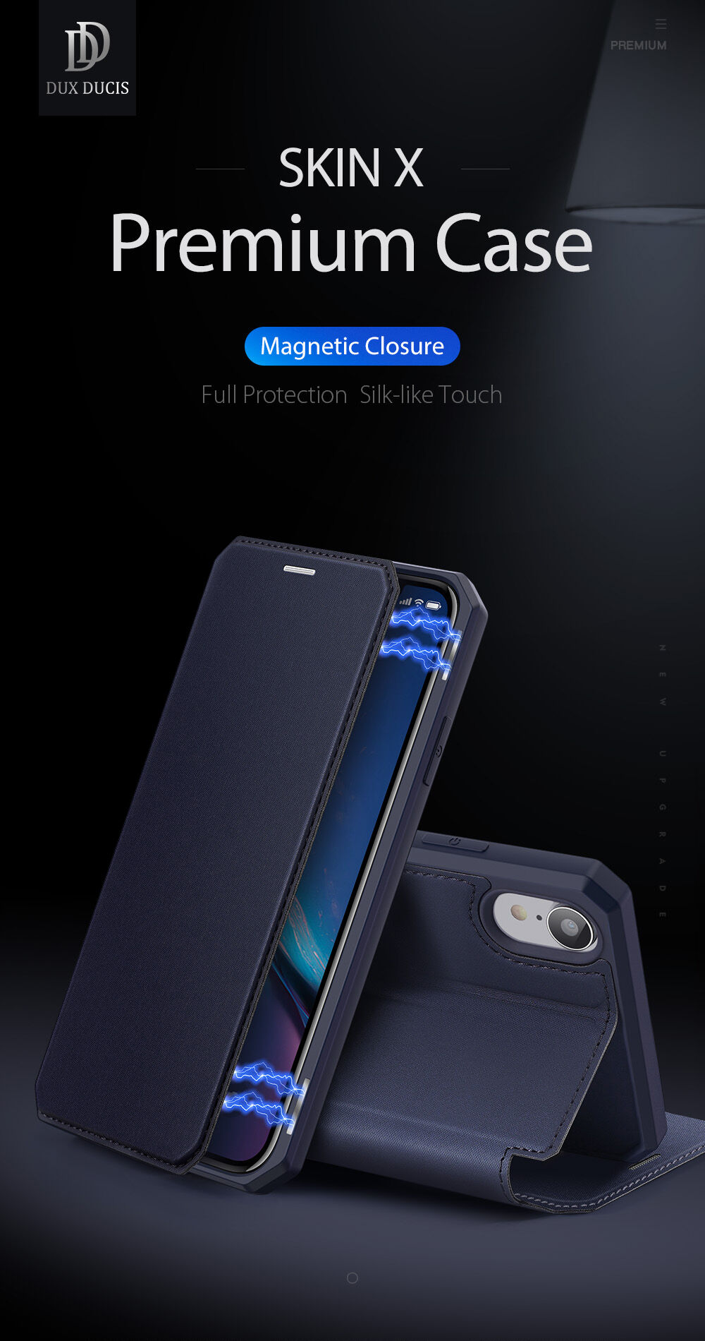 Dux Ducis husă tip portofel pentru cărți de credit pentru iPhone XR - albastru