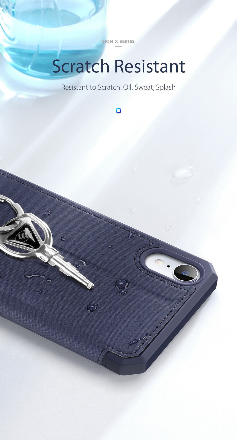 Dux Ducis husă tip portofel pentru cărți de credit pentru iPhone XR - albastru