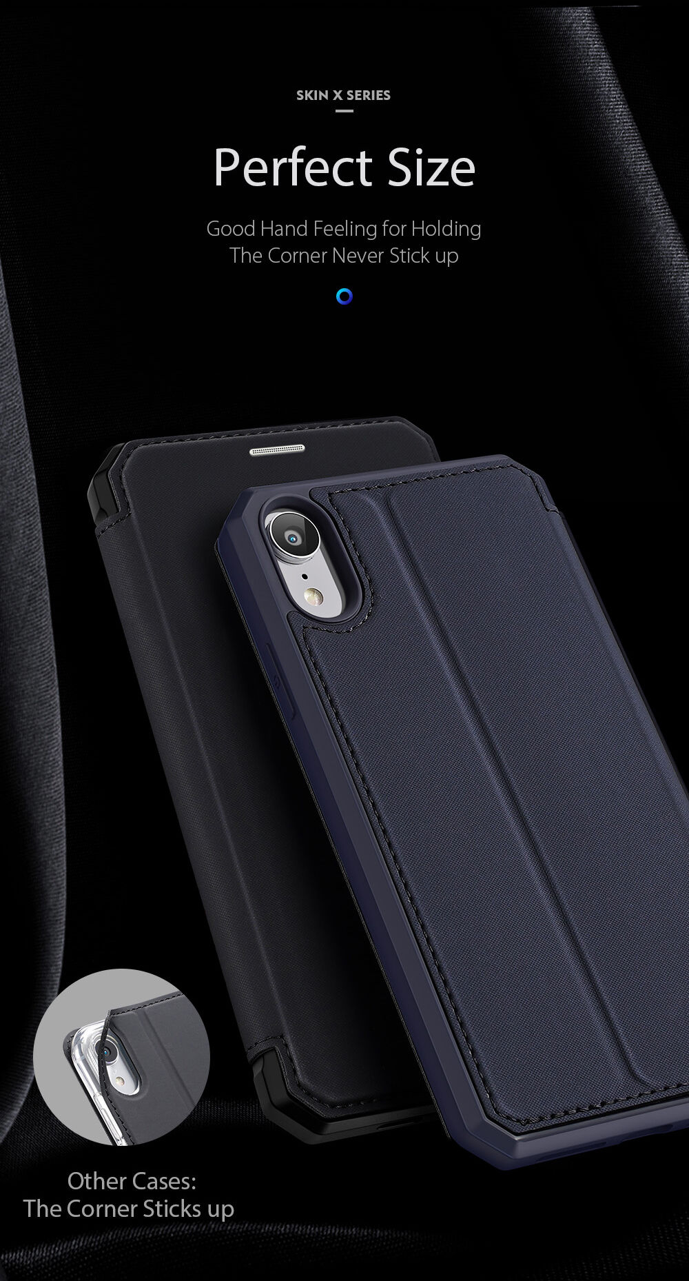 Dux Ducis husă tip portofel pentru cărți de credit pentru iPhone XR - albastru