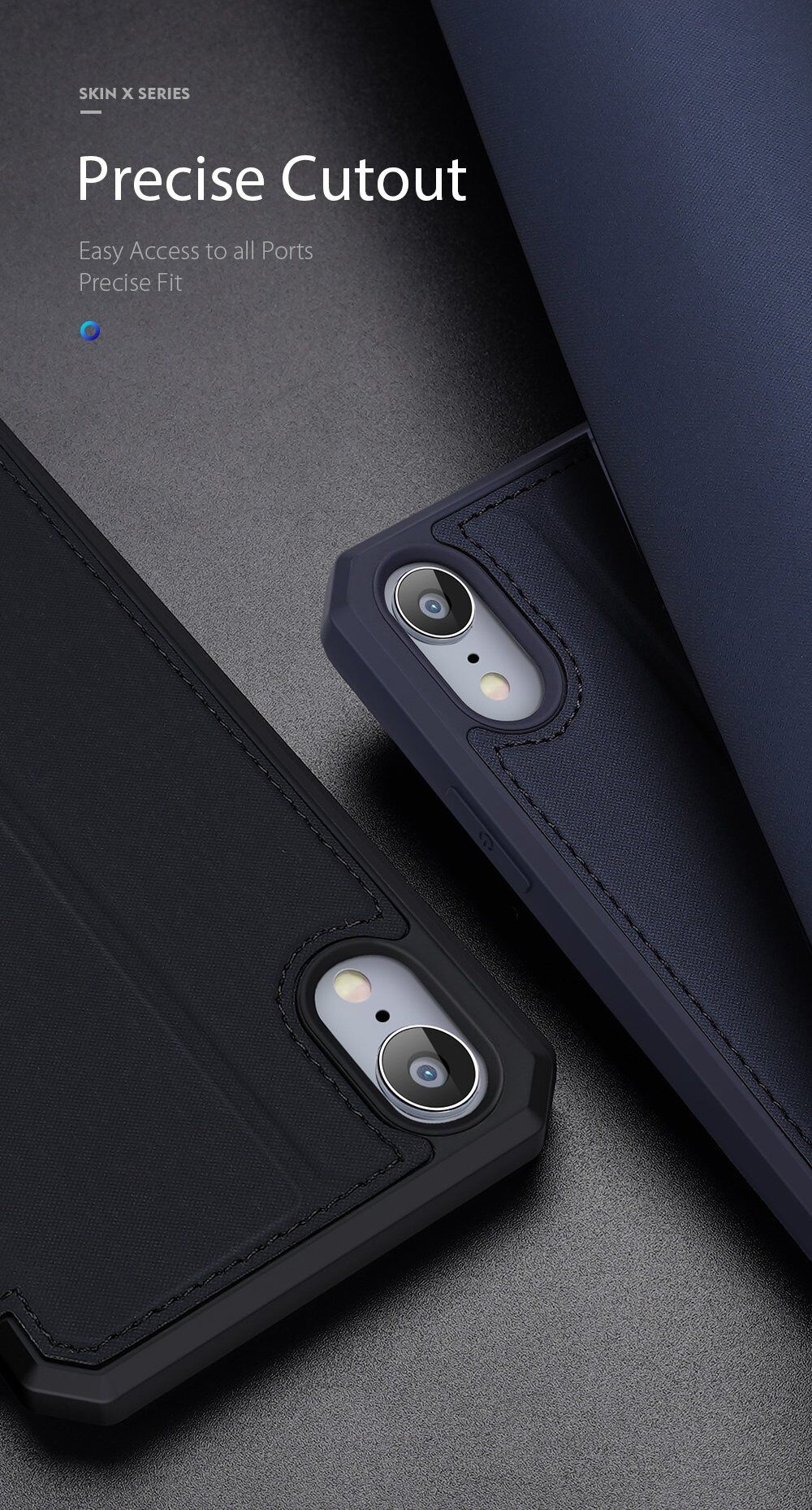 Dux Ducis husă tip portofel pentru cărți de credit pentru iPhone XR - albastru