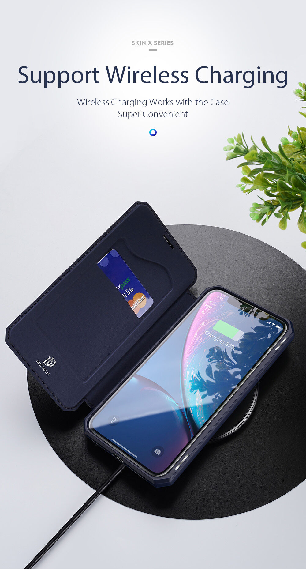 Dux Ducis husă tip portofel pentru cărți de credit pentru iPhone XR - albastru