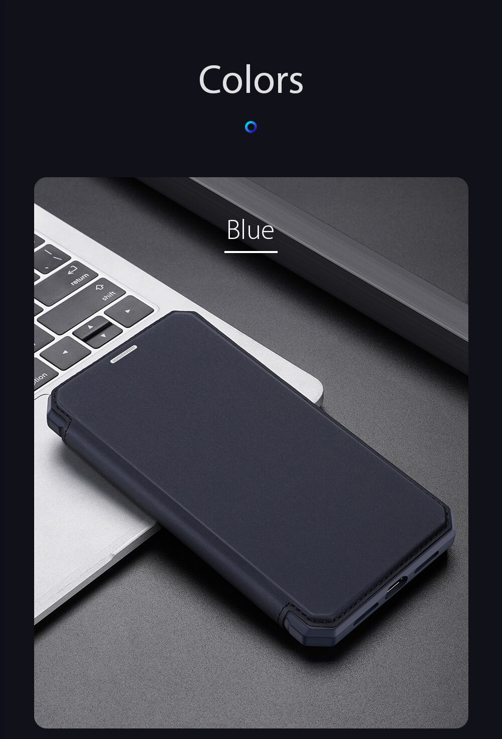 Dux Ducis husă tip portofel pentru cărți de credit pentru iPhone XR - albastru