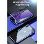 Carcasă cu ramă metalică și sticlă temperată anti-blue-ray pentru față și spate iPhone X / XS - auriu