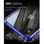 Carcasă cu ramă metalică și sticlă temperată anti-blue-ray pentru față și spate iPhone X / XS - auriu