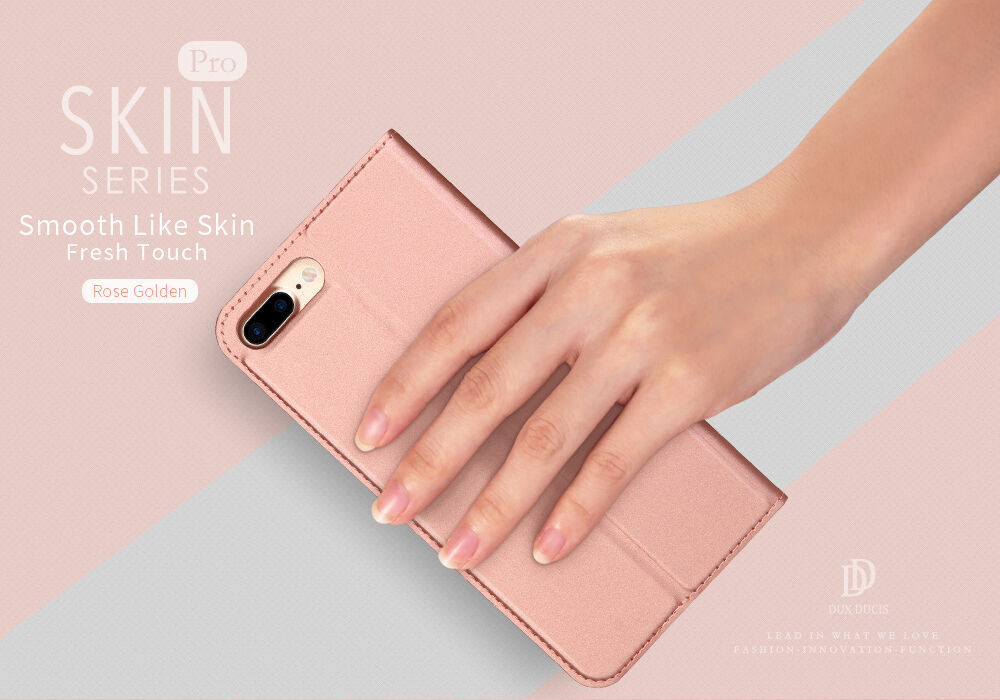 Dux Ducis husă flip cu stativ pentru iPhone 7 Plus / 8 Plus - auriu