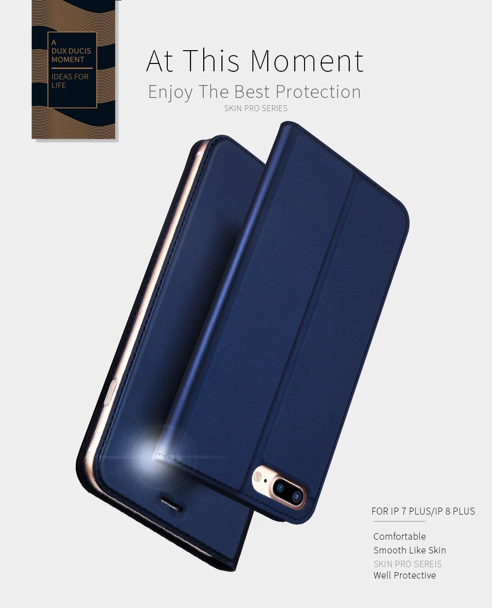 Dux Ducis husă flip cu stativ pentru iPhone 7 Plus / 8 Plus - auriu