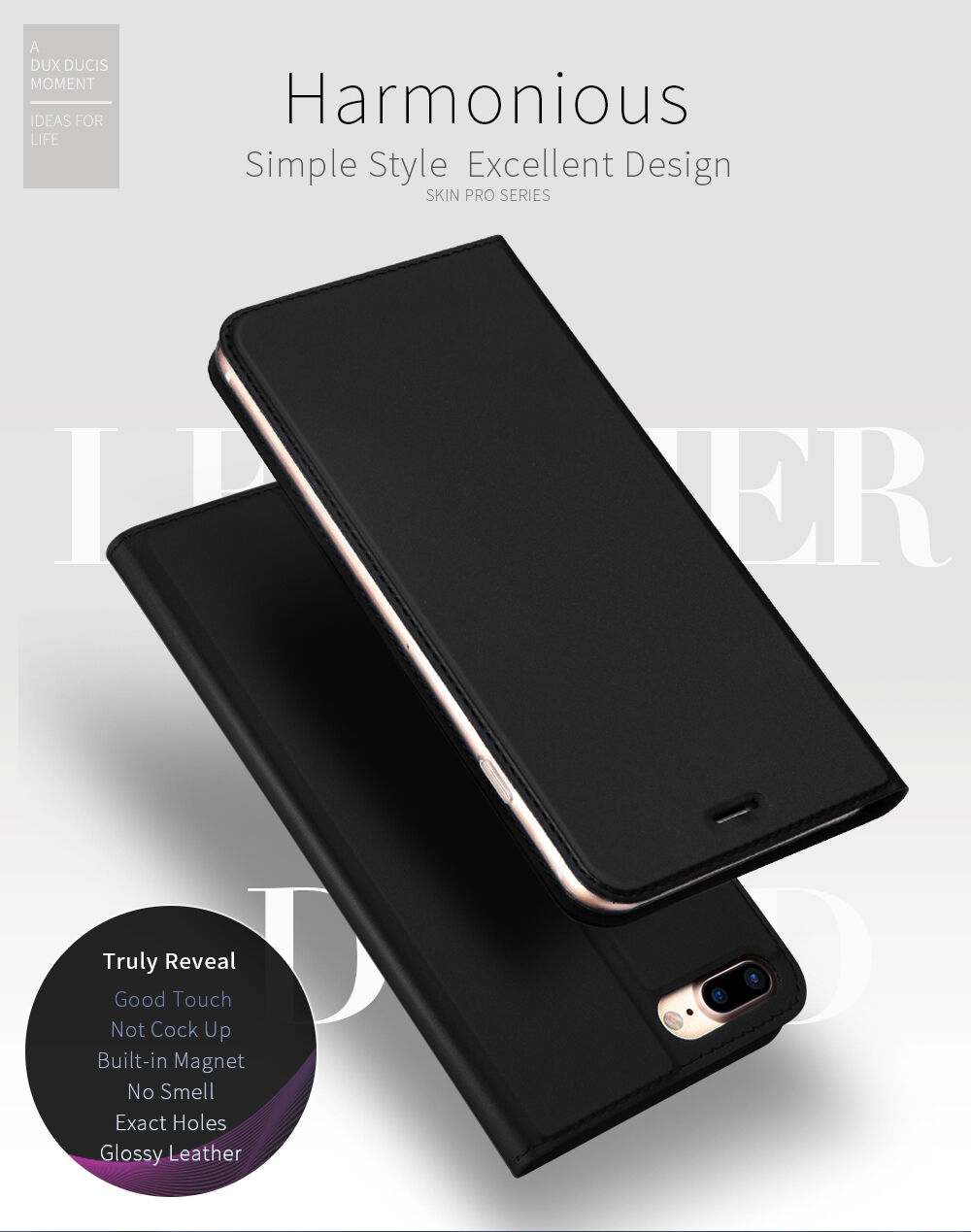 Dux Ducis husă flip cu stativ pentru iPhone 7 Plus / 8 Plus - gri închis