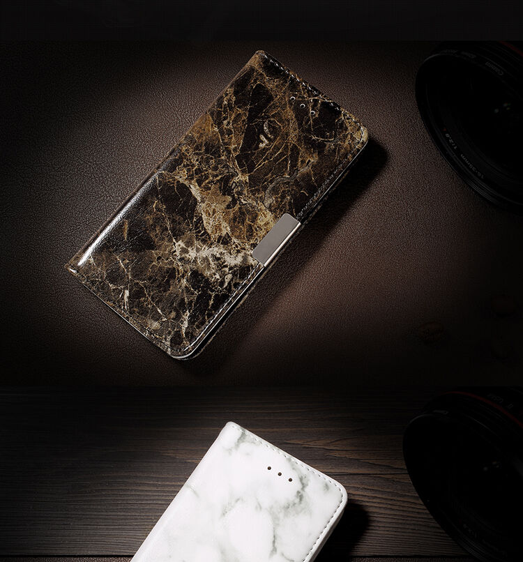 Husă flip cu model marmură, pentru iPhone 7 / 8 - negru
