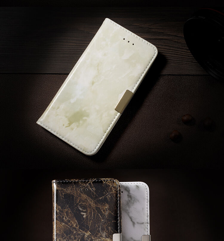 Husă flip cu model marmură, pentru iPhone 7 / 8 - negru