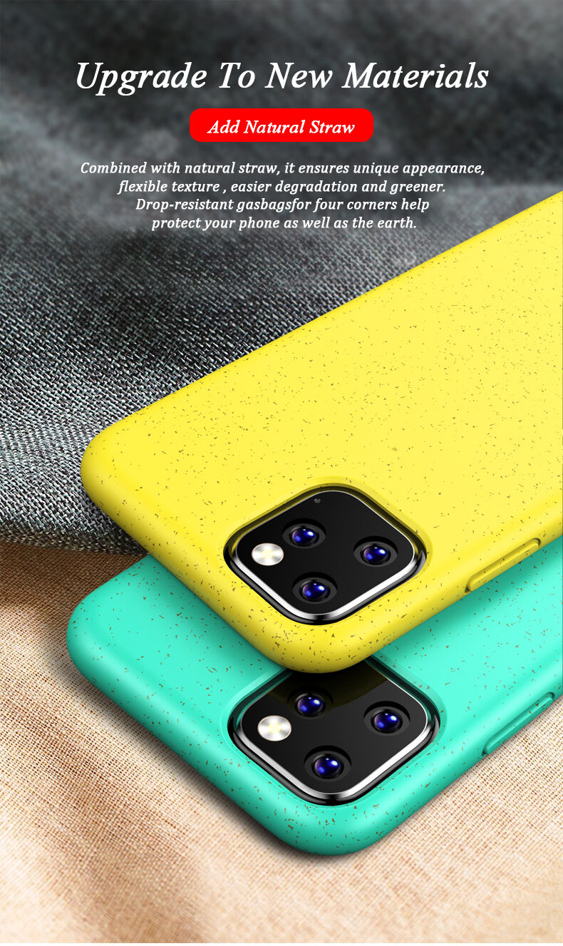 Carcasă mată ecologică degradabilă pentru iPhone 11 Pro - galben