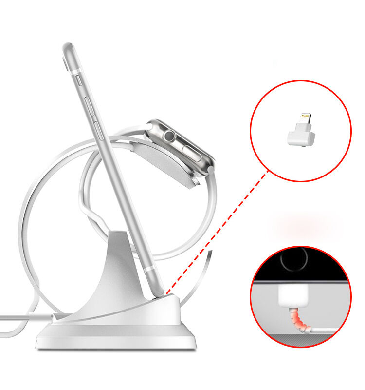 Stație de încărcare, din aluminiu, pentru Apple Watch și iPhone - gri Stație de încărcare, din aluminiu, pentru Apple Watch și iPhone - gri