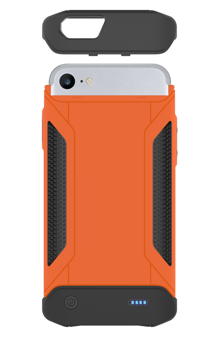 Carcasă rezistentă de protecţie, cu baterie 4000 mAh, pentru iPhone 6/6S/7/8 - portocaliu Carcasă rezistentă de protecţie, cu baterie 4000 mAh, pentru iPhone 6/6S/7/8 - portocaliu